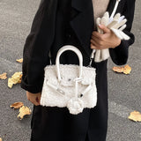 Plush Fabric Women's Shoulder Crossbody Bag Faux Lambs Wool Fluffy Fur Winter