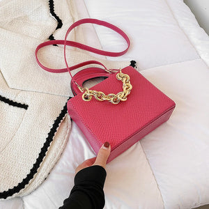 Small Square Metal Chain Clutch Shoulder Bag