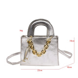 Small Square Metal Chain Clutch Shoulder Bag