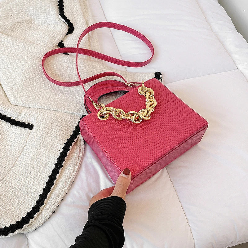 Small Square Metal Chain Clutch Shoulder Bag