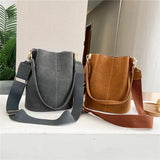 Vintage Frosted Bucket Bag High Capacity Shoulder Messenger Bag