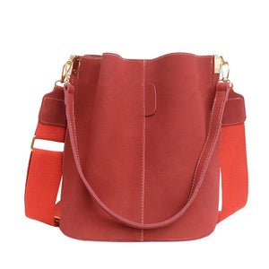 Vintage Frosted Bucket Bag High Capacity Shoulder Messenger Bag