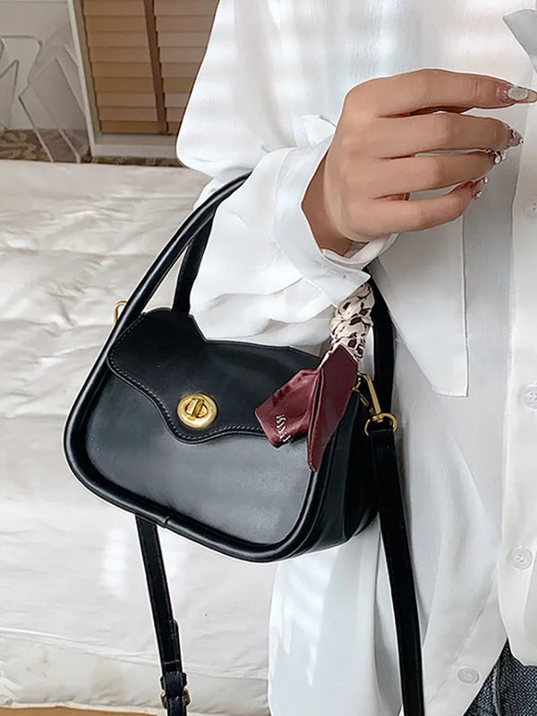 Women's PU Leather Crossbody Shoulder Bag Solid Color Top-Handle Tote