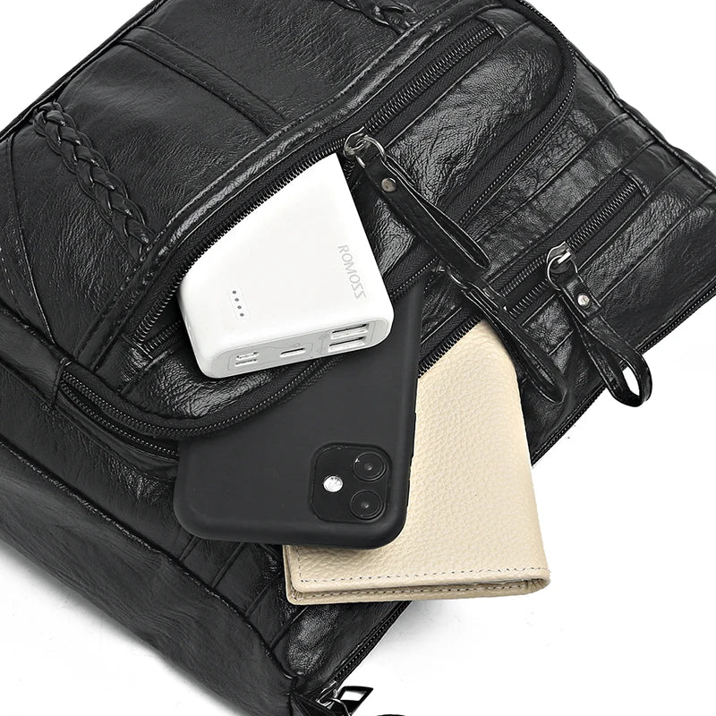 Women's PU Leather Crossbody Tote Bag Vintage Shoulder Bag Travel