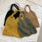 Hollow Out Female Travel Hand Bag Knitting Shoulder Bags for Women Summer