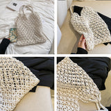 Hollow Out Female Travel Hand Bag Knitting Shoulder Bags for Women Summer