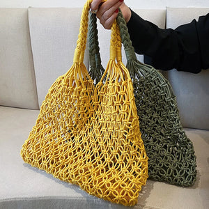 Hollow Out Female Travel Hand Bag Knitting Shoulder Bags for Women Summer
