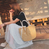 Women's Straw Bag Large Capacity Handbag Casual Tote Female Crossbody Bags