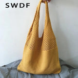 Large Capacity Knitted Handbags Women's Tote Beach Bag