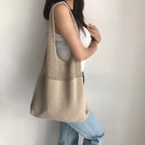 Knitted Handbags Female Large Capacity Totes Women's Pack Summer Beach Bag