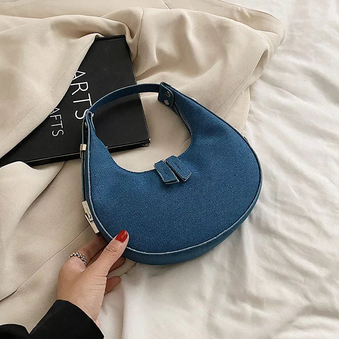 Floral Print Half Moon Shoulder Bags Women Clutch Purses