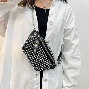 Women's Diamond Fanny Pack Chain Shoulder Bag
