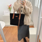 Lambwool Large Shoulder Bag Winter Plush Tote Bag For Women's