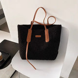 Lambwool Large Shoulder Bag Winter Plush Tote Bag For Women's