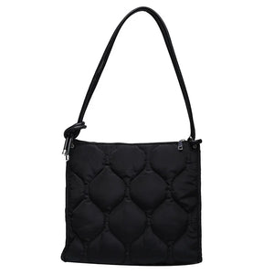 High Nylon Shoulder Bag Women's Tote - Large Capacity Solid Padded Purse