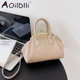 Lattice Shoulder Bag Women Clutch Crossbody Pleated Handbag Handle Bag