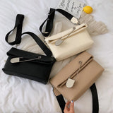Leather Women Handbags Wide Strap Female Shoulder Crossbody Bags Casual Winter B
