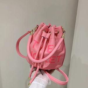 Letter Bucket Bag PU Leather Shoulder Handbag Wallet Shopping B