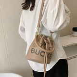 Letter Bucket Bag PU Leather Shoulder Handbag Wallet Shopping B