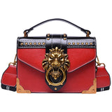 Lion Head Flap Hand Bag Women Small PU Leather Shoulder Bag