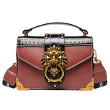 Lion Head Flap Hand Bag Women Small PU Leather Shoulder Bag