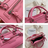 Women's Pu Leather Shoulder Crossbody Bag Tote - Pink/Green