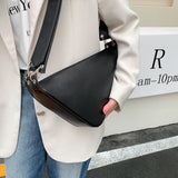 Solid Triangle PU Leather Shoulder Bag for Women Crossbody Bag