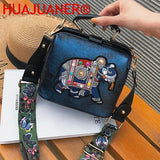 Elephant Embroidered Crossbody Bag for Women