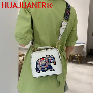 Elephant Embroidered Crossbody Bag for Women