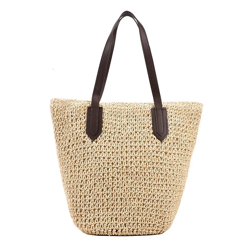 Straw Bag Woman Hand Woven Shoulder Bag Casual Beach Tote Bag