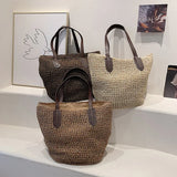 Straw Bag Woman Hand Woven Shoulder Bag Casual Beach Tote Bag