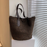 Straw Bag Woman Hand Woven Shoulder Bag Casual Beach Tote Bag