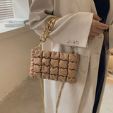 Plaid Thick Chain Hand-held Square Bag