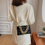Plaid Thick Chain Hand-held Square Bag