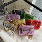 Golden Silver Evening Clutch Wedding Purse Diamond Chain Crossbody Bag