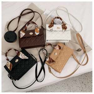 Square Flap Crossbody Bag for Women Soft PU Leather Shoulder Handbag