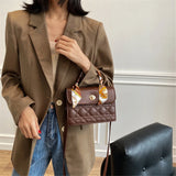 Square Flap Crossbody Bag for Women Soft PU Leather Shoulder Handbag