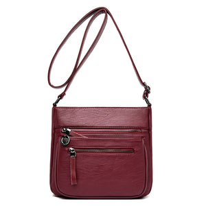 Soft Leather Tote Bags for Women Multi-pocket Shoulder Messenger Bags