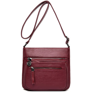 Soft Leather Tote Bags for Women Multi-pocket Shoulder Messenger Bags