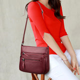 Soft Leather Tote Bags for Women Multi-pocket Shoulder Messenger Bags