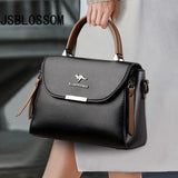 Small Square Leather Shoulder Bag Solid Color Casual Handbag