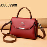 Small Square Leather Shoulder Bag Solid Color Casual Handbag