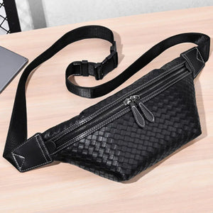Men's Weave Chest Pack Multi-Pocket Fanny Pack