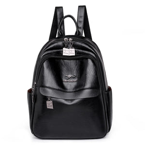 Large Capacity Leather Travel Backpack for Teenage Girls
