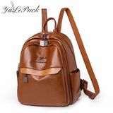 Large Capacity Leather Travel Backpack for Teenage Girls