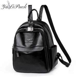 Large Capacity Leather Travel Backpack for Teenage Girls