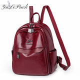 Large Capacity Leather Travel Backpack for Teenage Girls