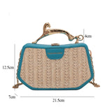 Patchwork Straw Woven Shoulder Messenger Purses Panelled Bags