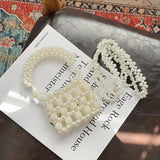 Pearl Beaded Mini Tote Handbag Wedding Evening Clutch Bridal Party Purse