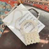 Pearl Beaded Mini Tote Handbag Wedding Evening Clutch Bridal Party Purse